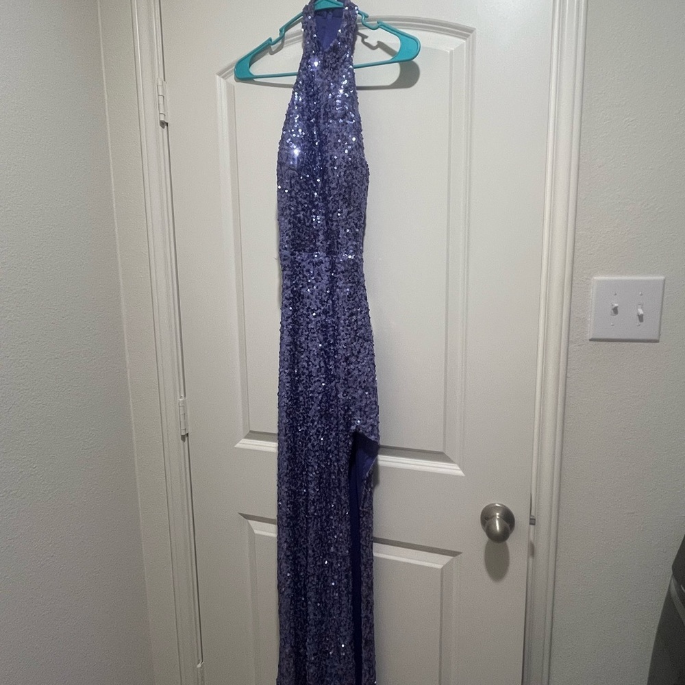 Sparkling Purple Halter Gown